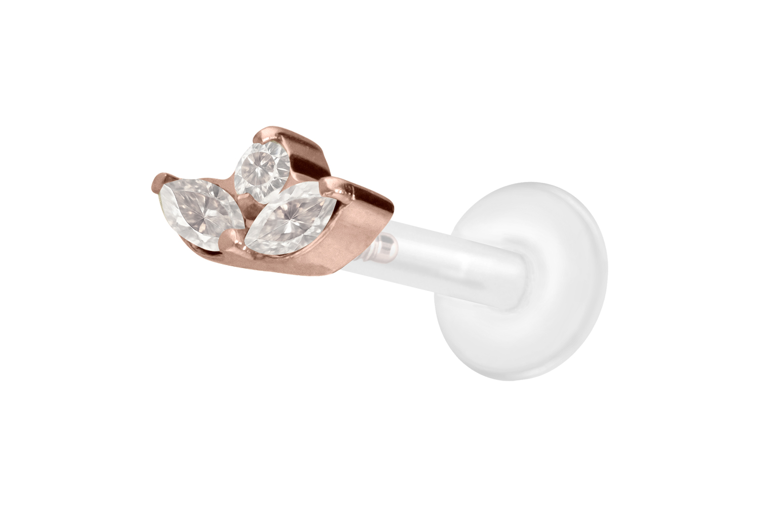 PTFE Labret Piercing mit Innengewinde + Titan-Aufsatz LOTUSBLÜTE